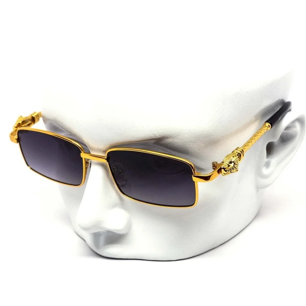 Gold Frame Black LensSunglasses Rectangle Fashion Shades Men‎ Migos Cholo Style